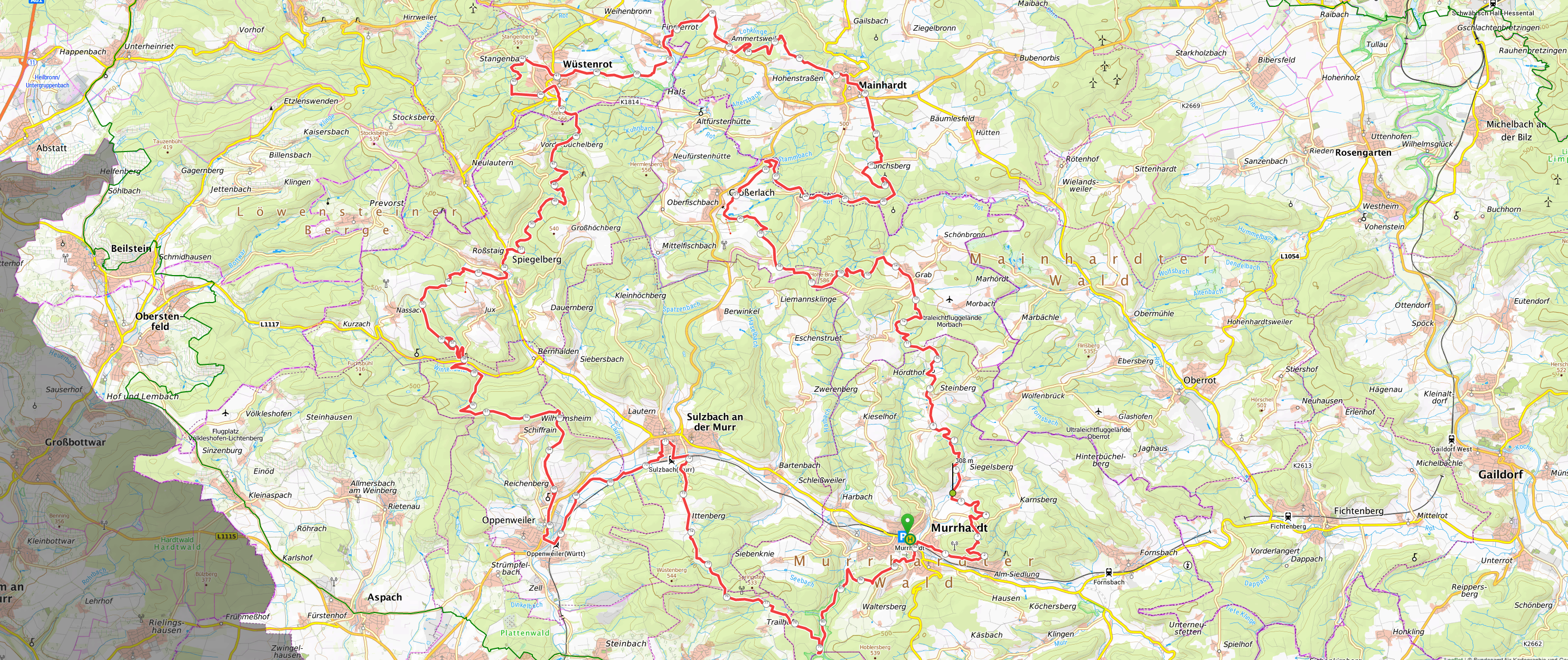 Q-vadis-Karte Schwäbsicher Wald Weg